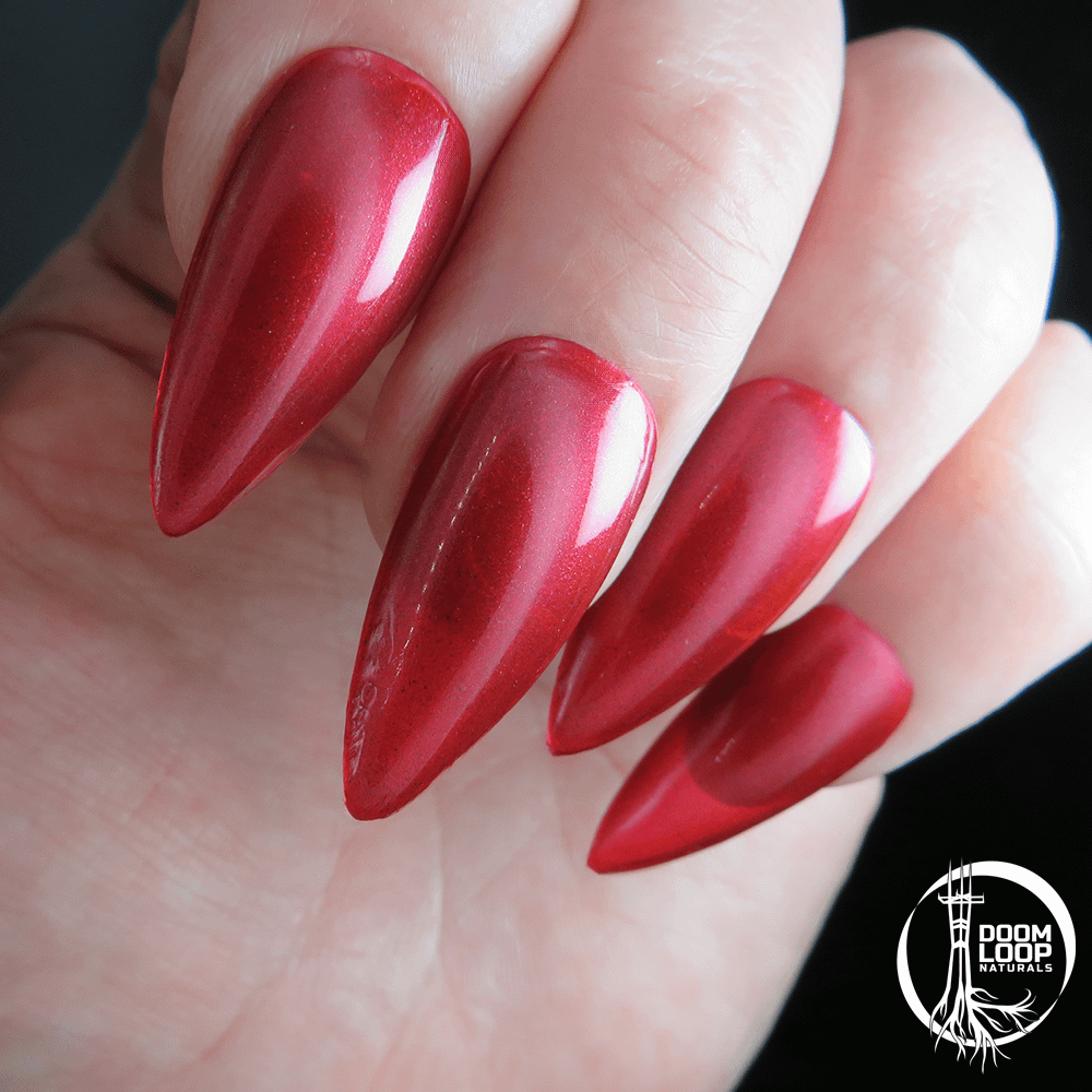 YULE TITHE - Deep Red Semi-Metallic Shimmery Nail Polish product image (3)