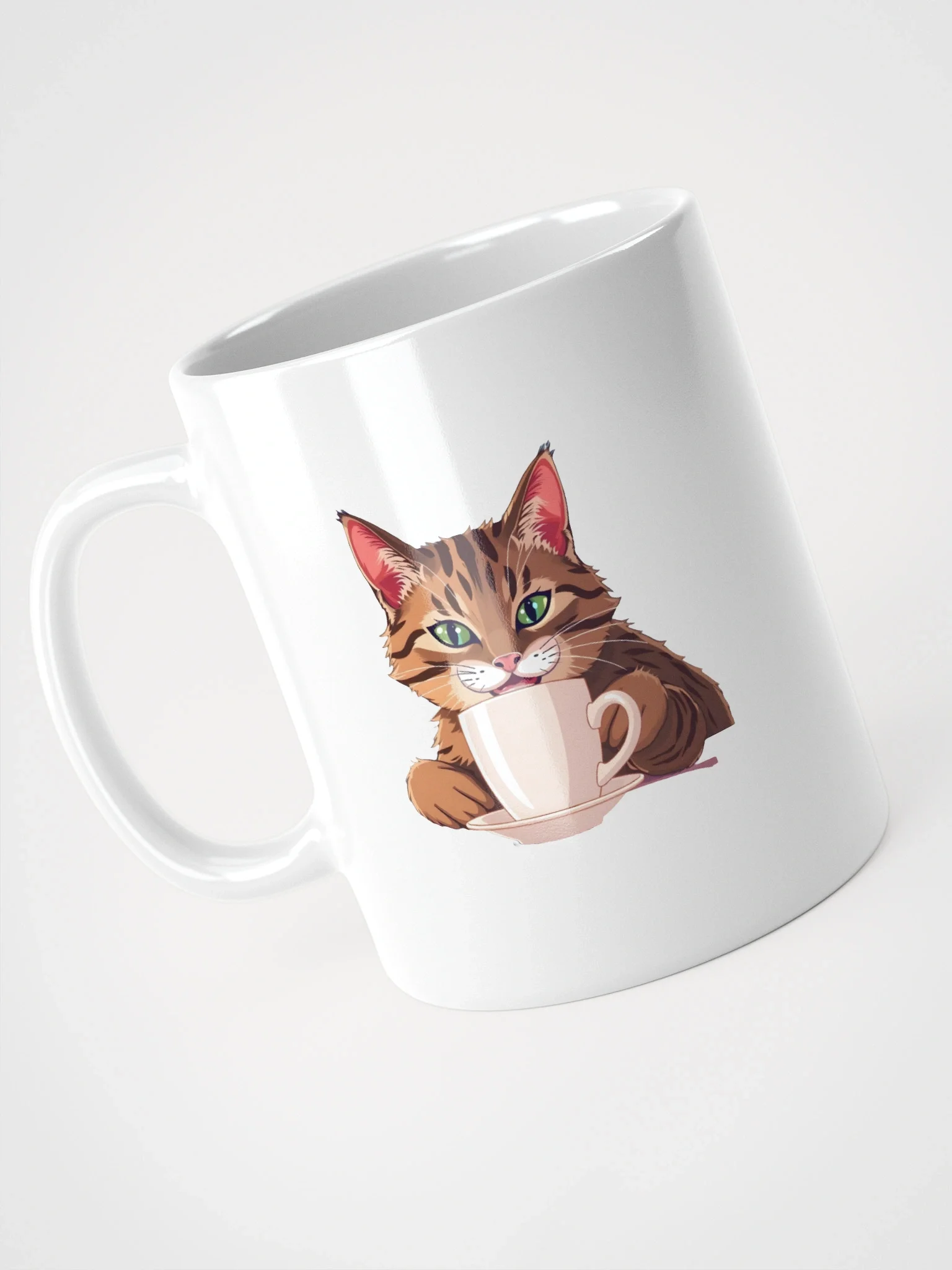 White Glossy Mug-Caffeine Cat product image (10)