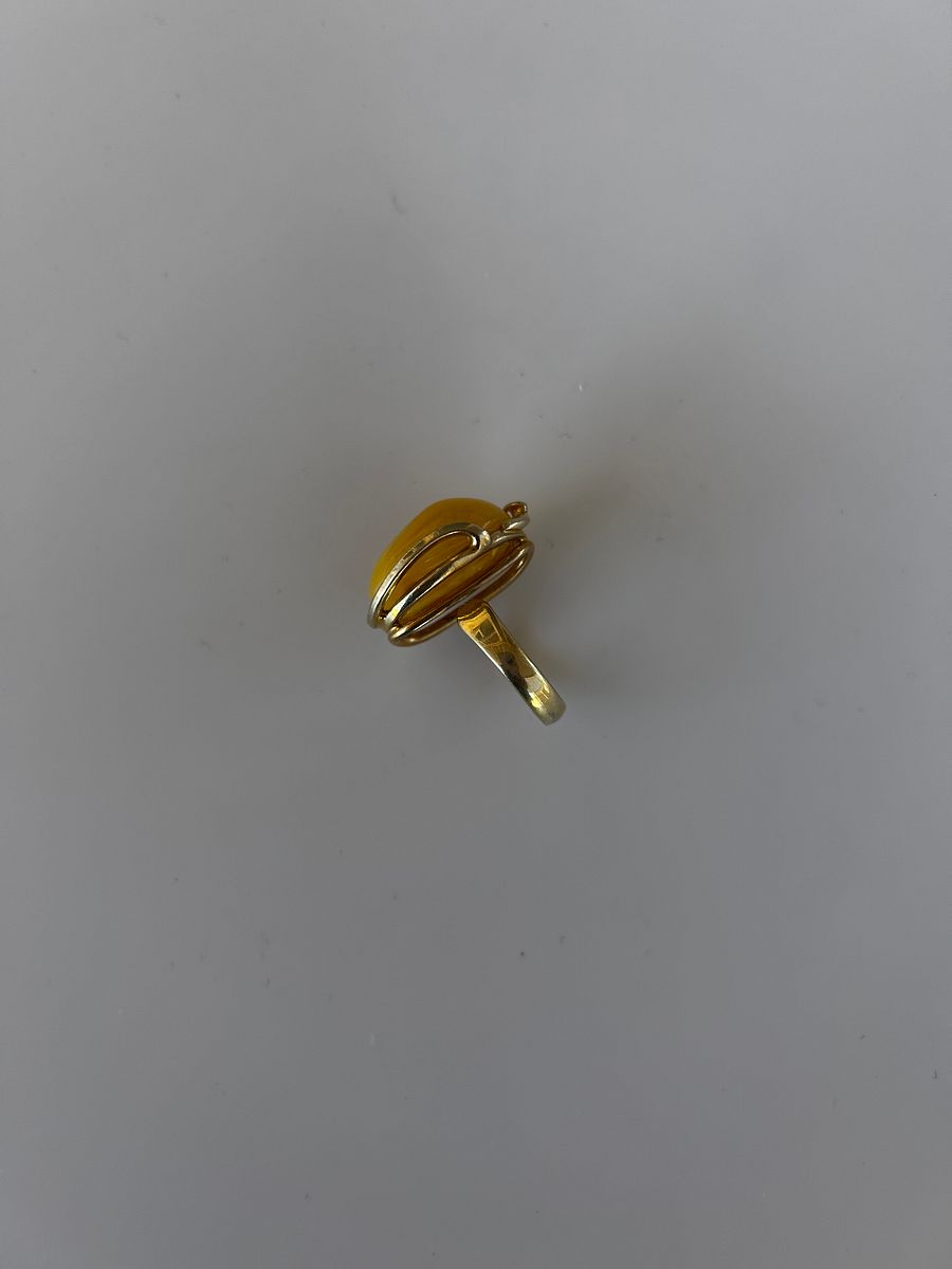 Baltic Egg Yolk Amber 925 Sterling Silver Adjustable Ring product image (5)