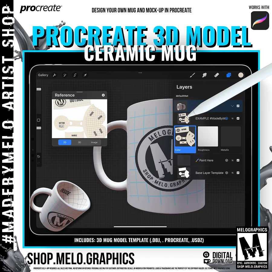 Procreate 3D Model: Ceramic Mug | #MadeByMELO product image (3)