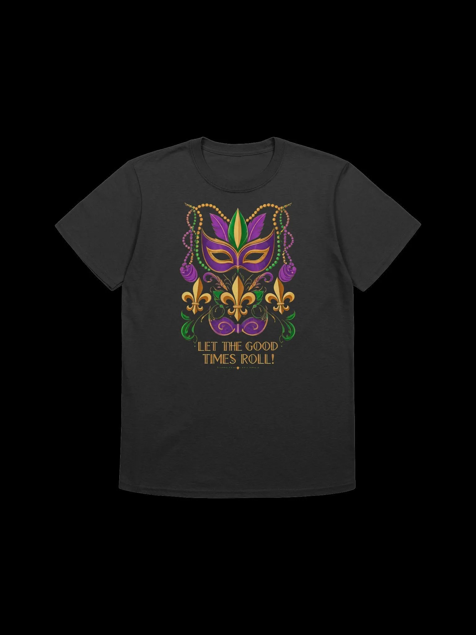 Mardi Gras-Let the Good Times Roll: Mask and Beads Design T-shirt product image (3)