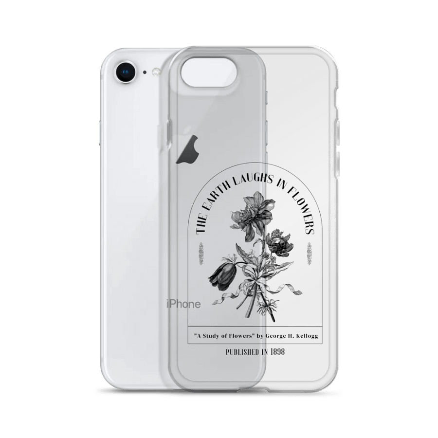 Clear iPhone Case – 'The Earth Laughs in Flowers' Book Quote Design for Reading Lovers product image (2)