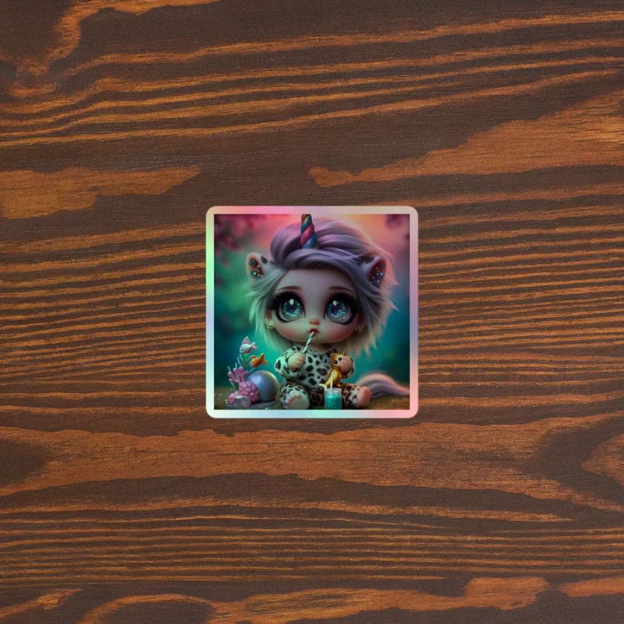 Whimsical Cat Unicorn Holographic Sticker Sheet product image (3)