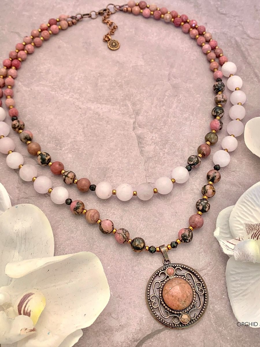 Rhodonite Copper Pendant Necklace Set product image (4)
