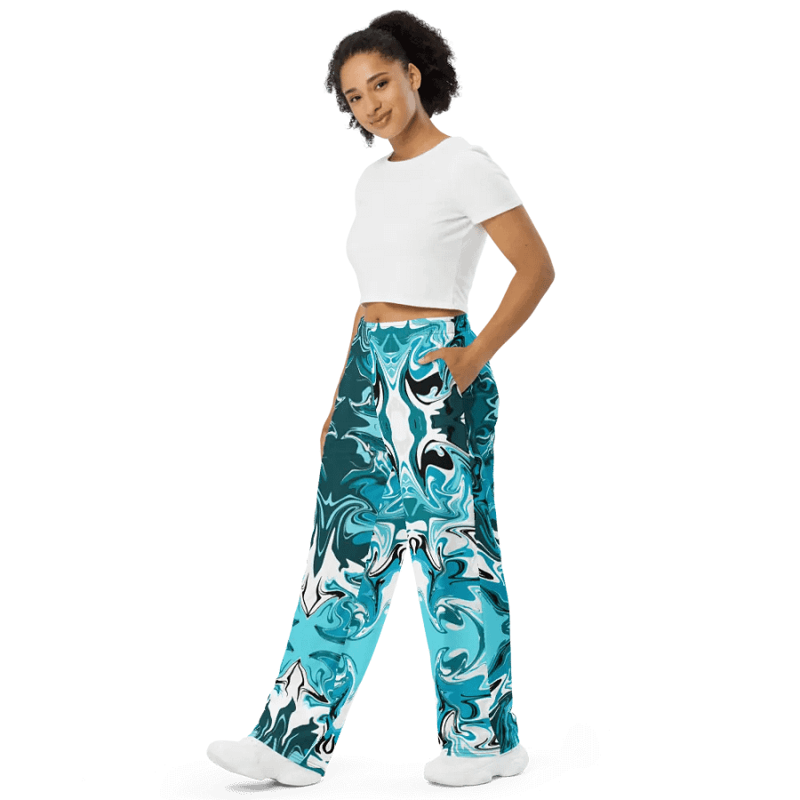 Blue Swirl Unisex Wide Leg Bottoms product image (5)