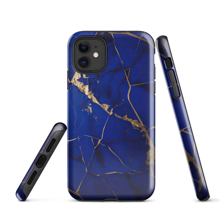 Elegant Blue Kintsugi Tough iPhone Case product image (1)
