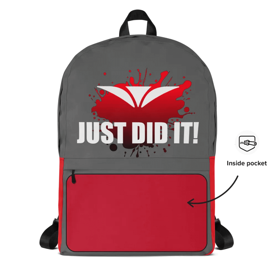 Just Did It! Red Burst Gray Backpack product image (3)