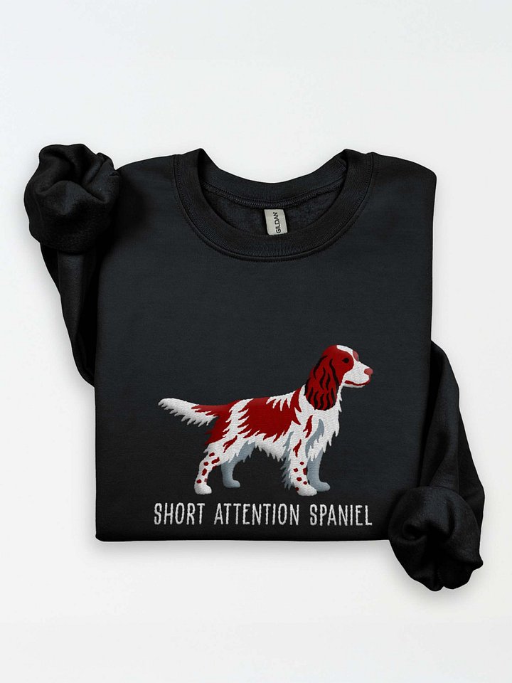 Short Attention Spaniel Sweatshirt (Embroidered) of an English Springer Spaniel(Liver) product image (1)