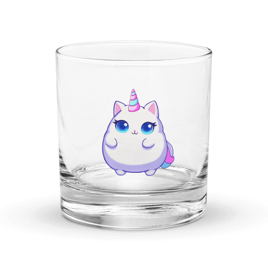 Whimsical Cat Unicorn Rocks Glass product image (1)