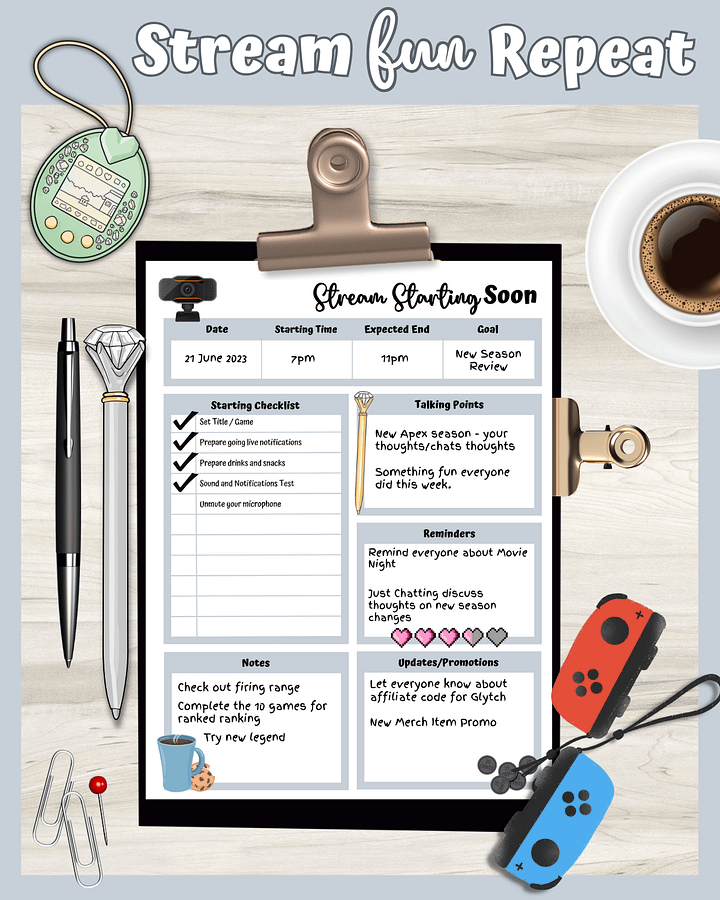 My Daily Stream Planner - Grey Edition | Digital Stream Starting Soon & Review Pages product image (2)