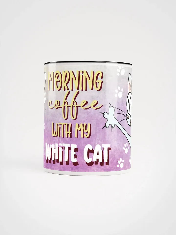 Morning Coffee With My White Cat Accent Mug product image (2)