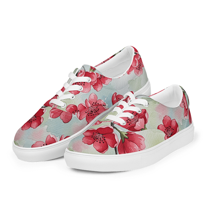 Cherry Blossom Serenity Lace-Up Canvas Shoes product image (1)