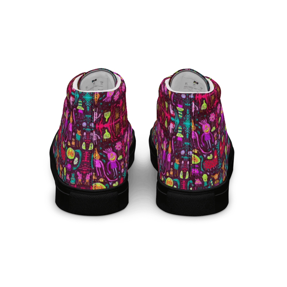 Abstract Darker Doodle Creatures Ladies High Top Canvas Shoes product image (9)