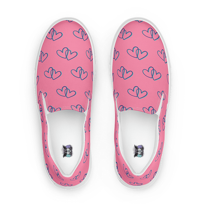 Pink Heart Women's Canvas Slip-On Shoes product image (1)