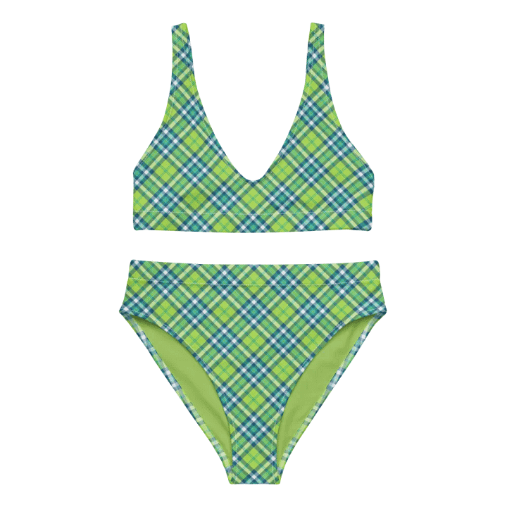 Lime Green and Turquoise Plaid Bikini product image (2)