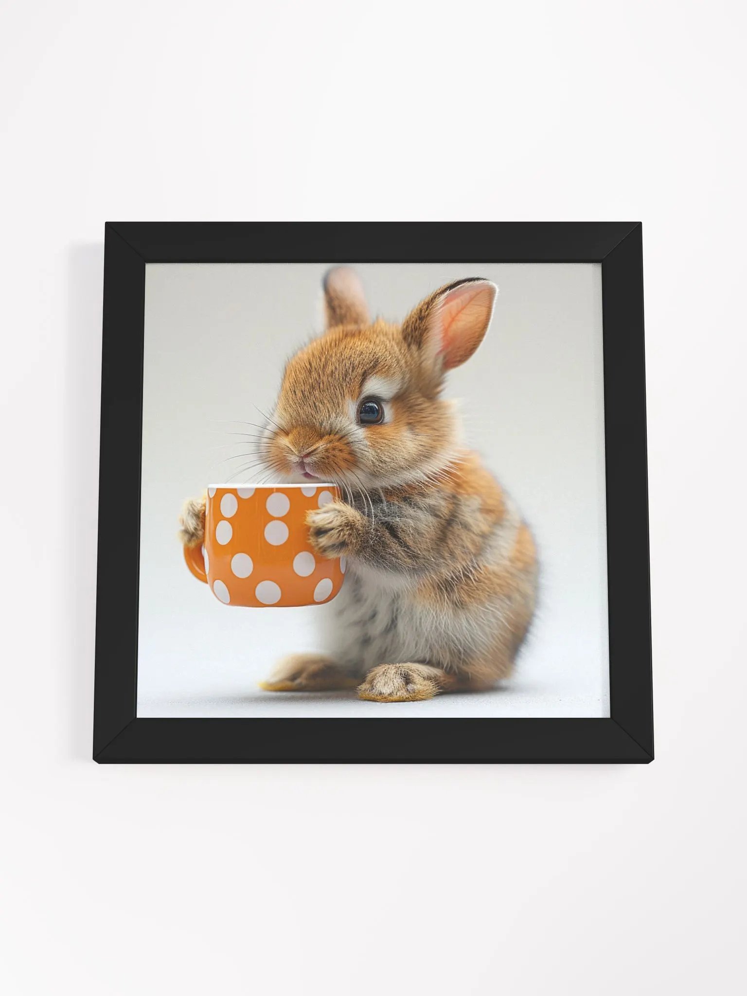 Cute Coffee Lover Baby Bunny Framed Wall Art product image (3)