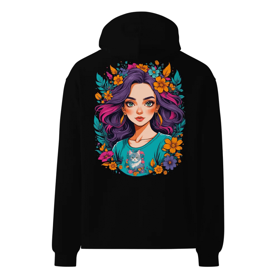 Bloomcore Flower Girl - Premium Hoodie - Black - v2 - Back Printed Design product image (1)