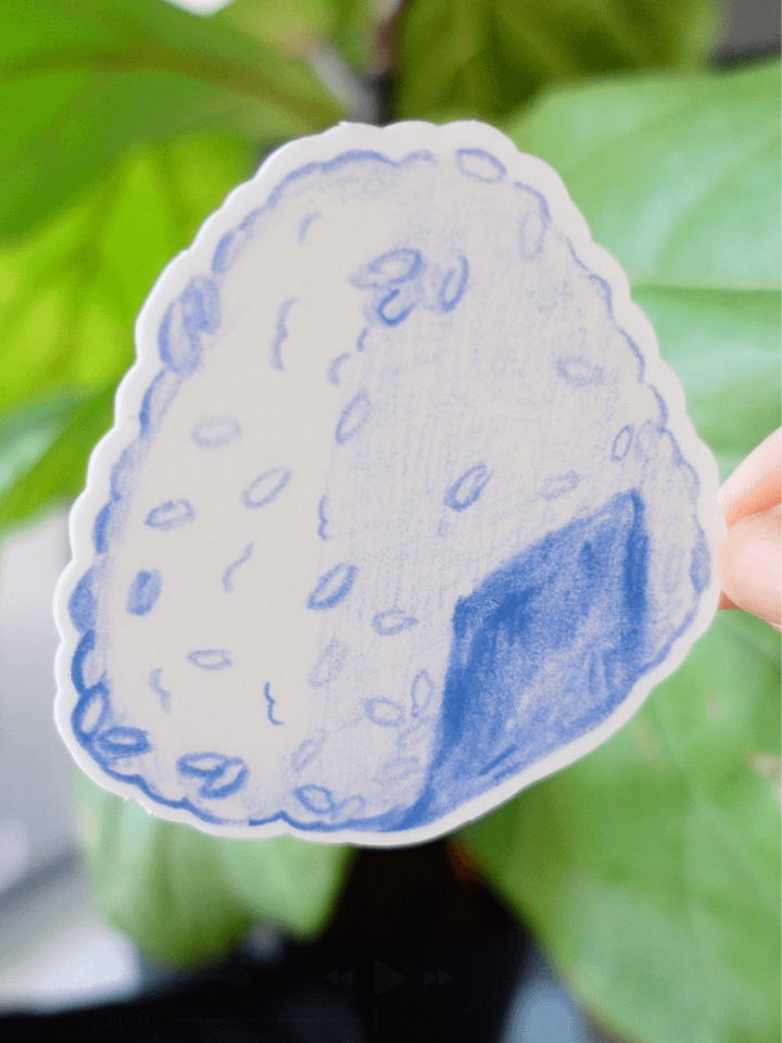 Blue Onigiri Waterproof Vinyl Sticker product image (1)