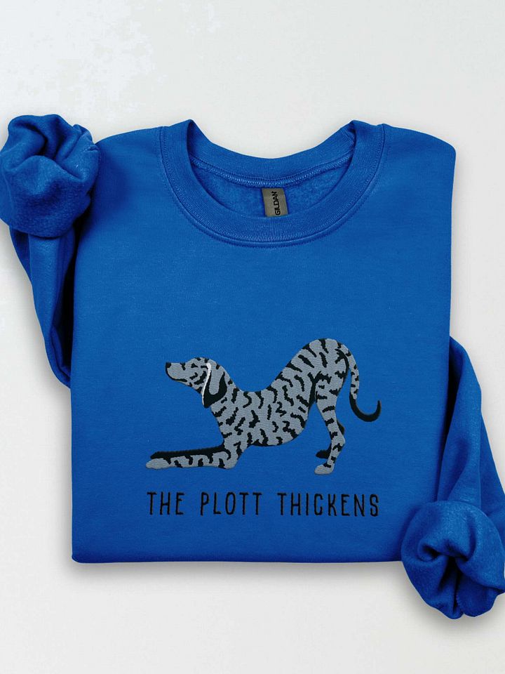 The Plott Thickens Sweatshirt (Embroidered) of a Plott Hound(Blue Brindle) product image (1)