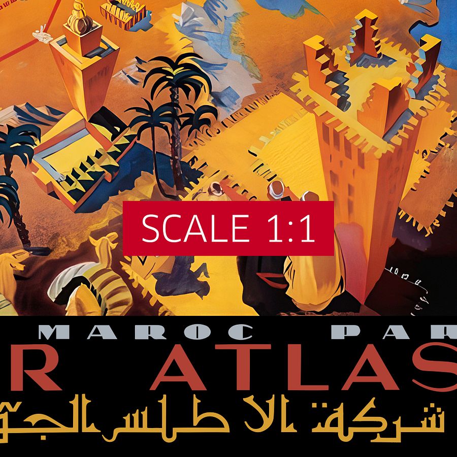Morocco, Air Atlas, 1951 (Very Rare poster, Enhanced) — retro travel poster, vintage travel print product image (5)