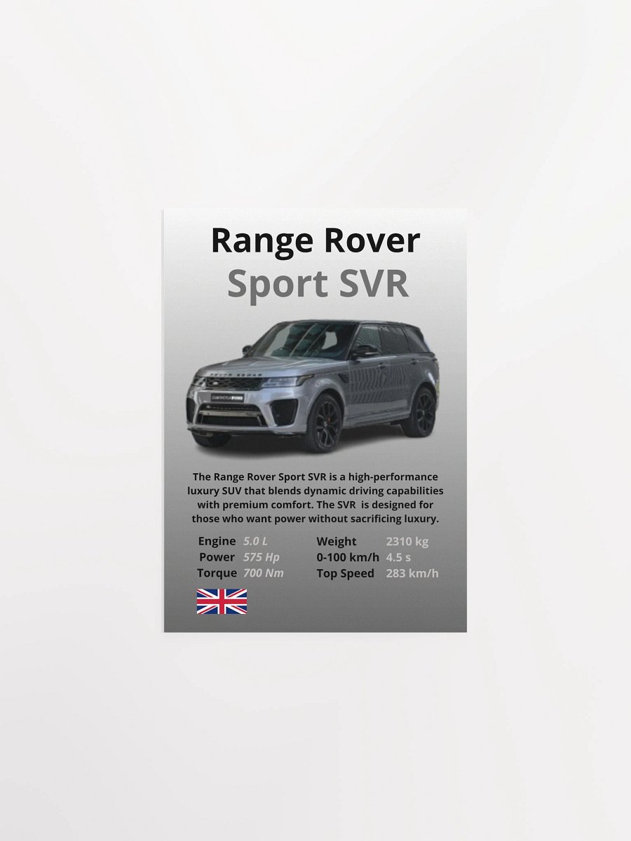 Range Rover Sport SVR Wall Poster Without Frame product image (1)