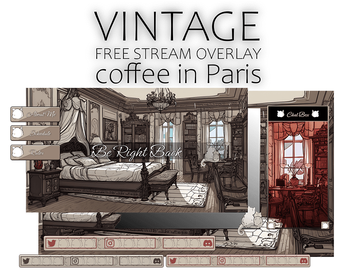 VINTAGE Stream OVERLAY PACK, Aesthetic overlay pack, Vintage gaming room overlay pack, Animated twitch overlay, Vintage Stream pack product image (1)