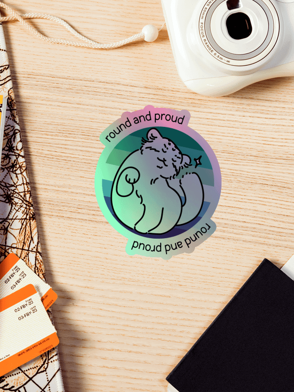 Round and Proud Manul Holo Sticker - Gay MLM Flag Version product image (2)