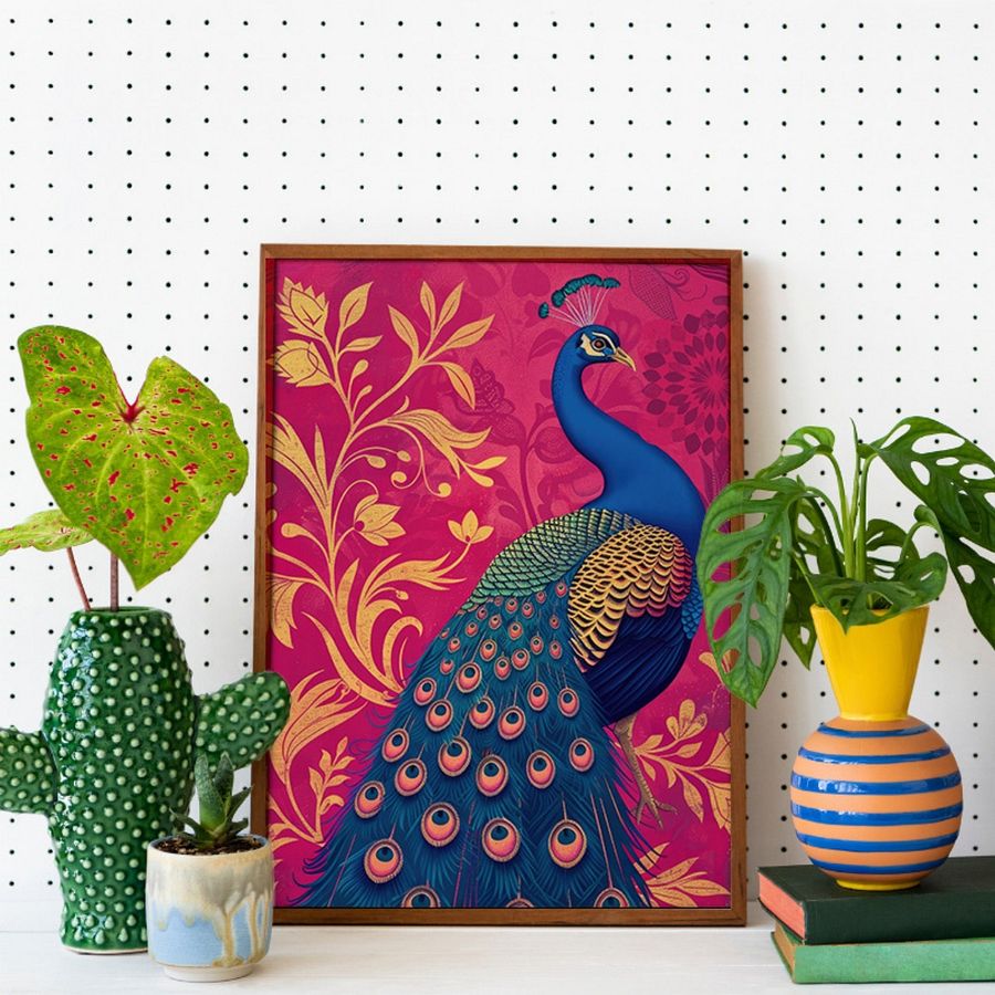 Art Nouveau Peacock on Fuchsia product image (6)