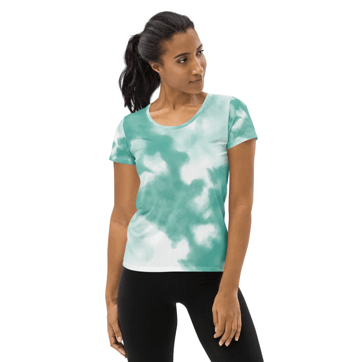 Aqua Swirl All-Over Women's Athletic Tee product image (1)