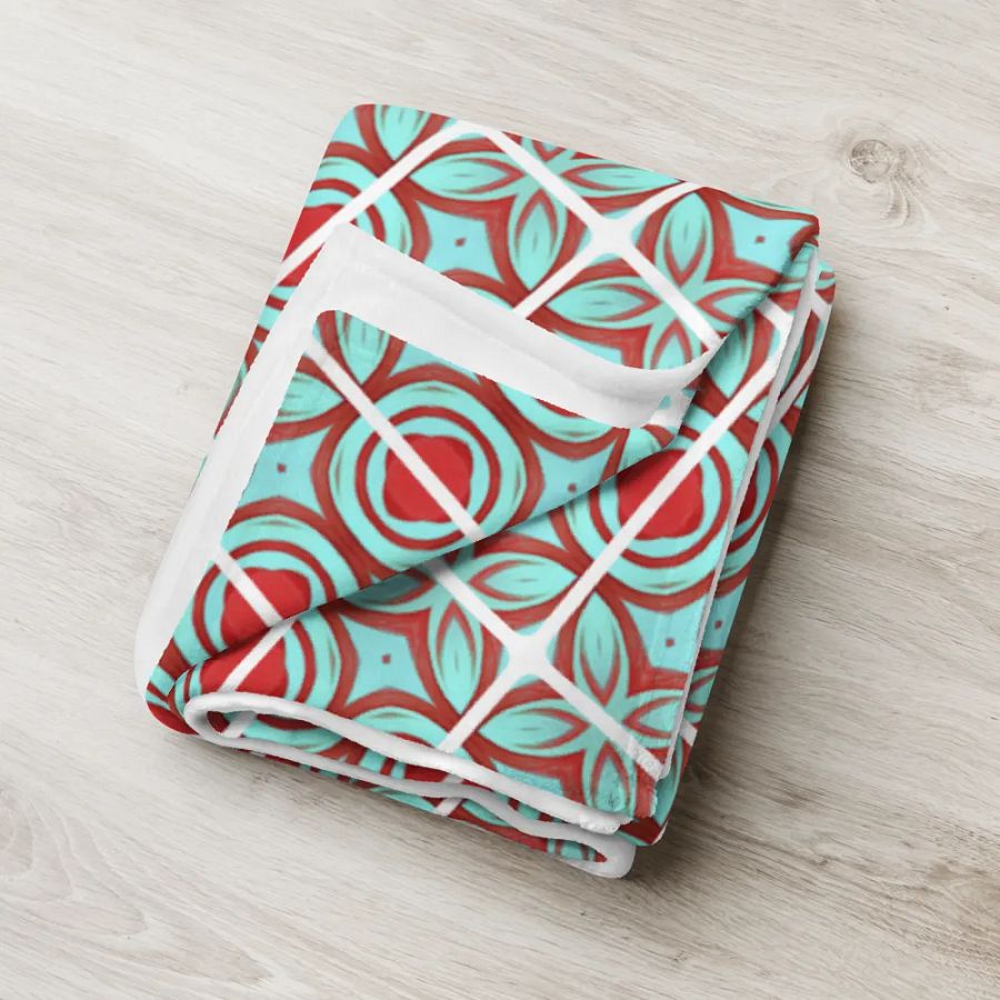 Blue & Red Diagonal Pattern Throw Blanket product image (8)