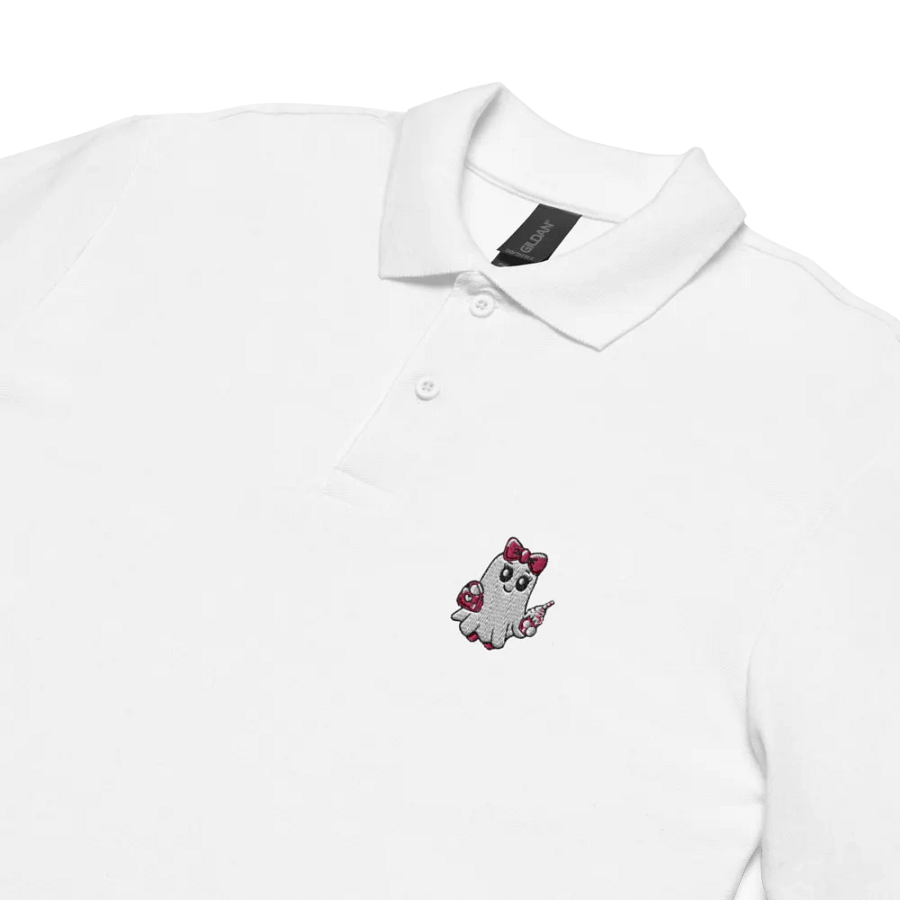 Cute Ghost Embroidered Relaxed Fit Cotton Polo Shirt product image (4)