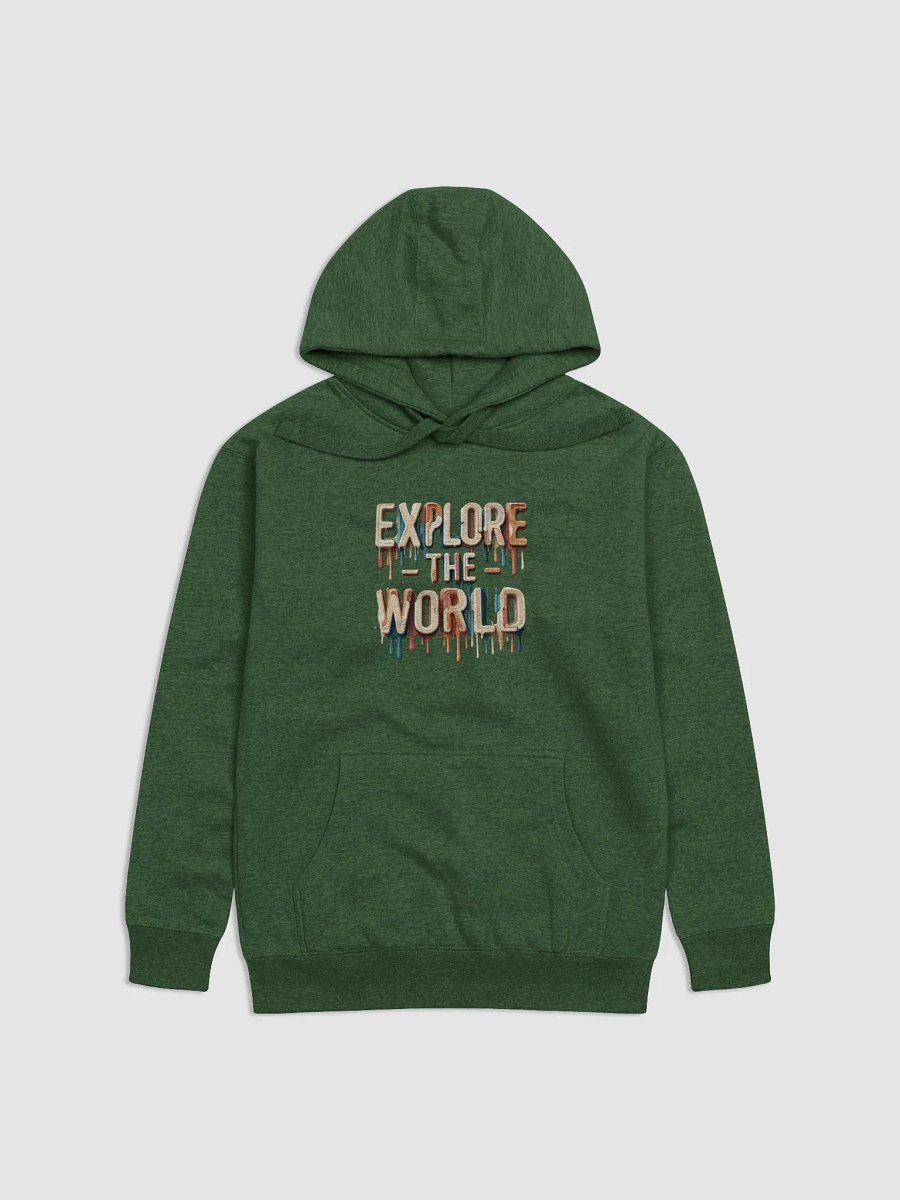 Unisex Army Green Hoodie with 'Explore The World' Design – Cool, Comfortable, and Adventure-Ready! product image (1)