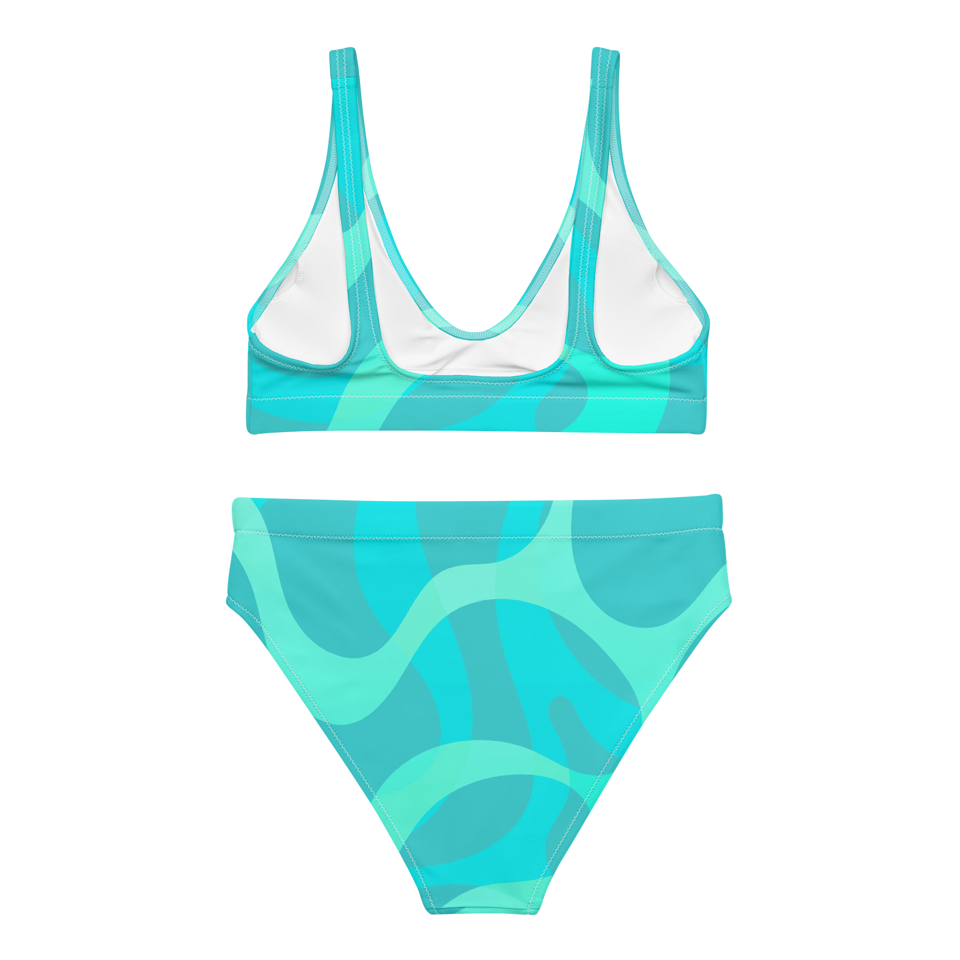 Abstract Water Print Turquoise High-Waisted Bikini product image (2)