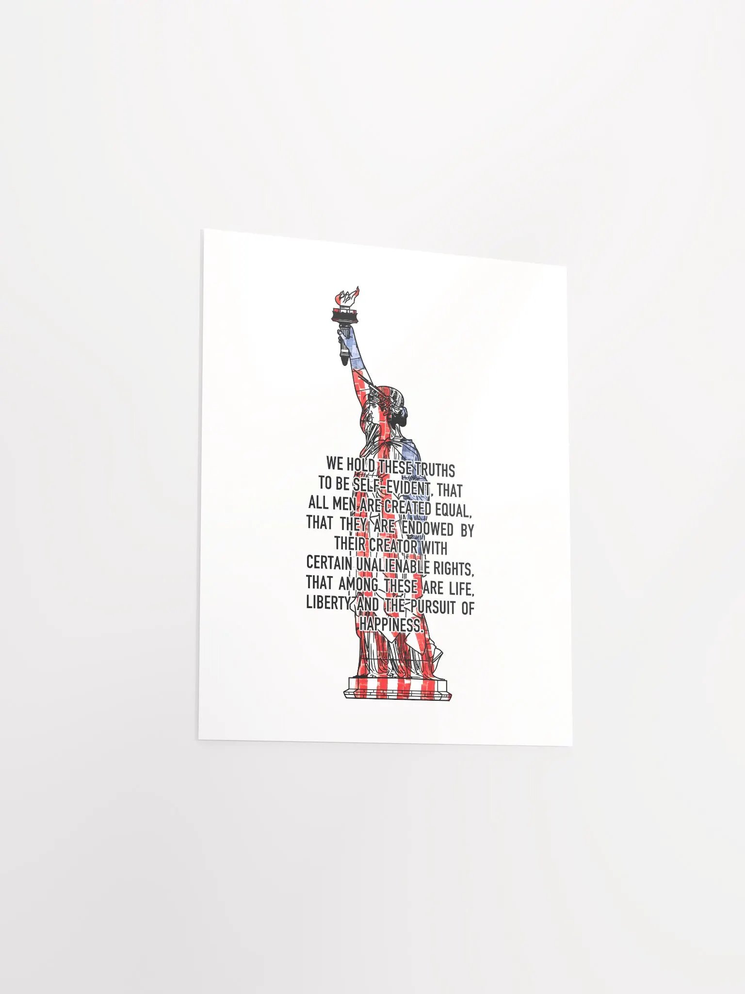 Lady Liberty + Declaration Of Independence - Red + White + Blue - Print product image (3)