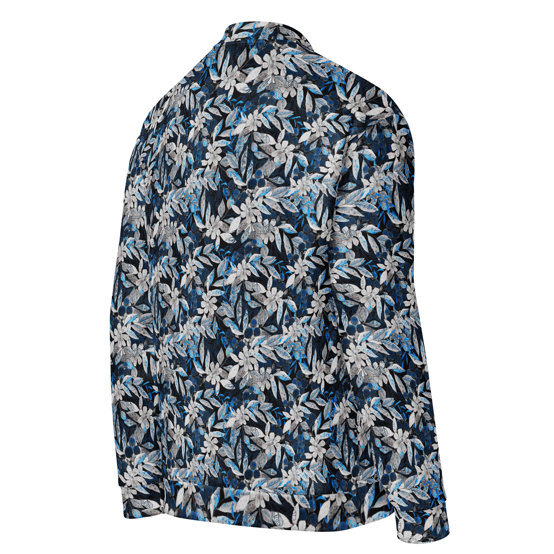 Blue White Garden Bomber Jacket product image (4)