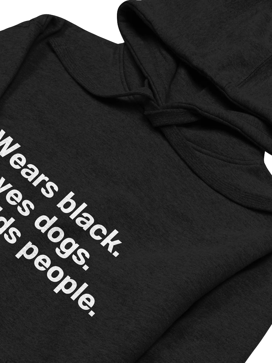 Wears black. Loves dogs. Avoids people. Hoodie product image (3)