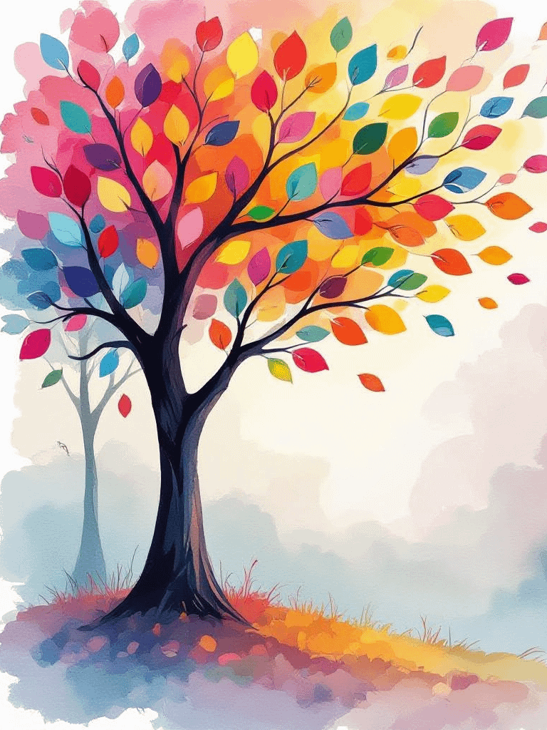 Vibrant Autumn Dreams – Colorful Tree Wall Art product image (1)