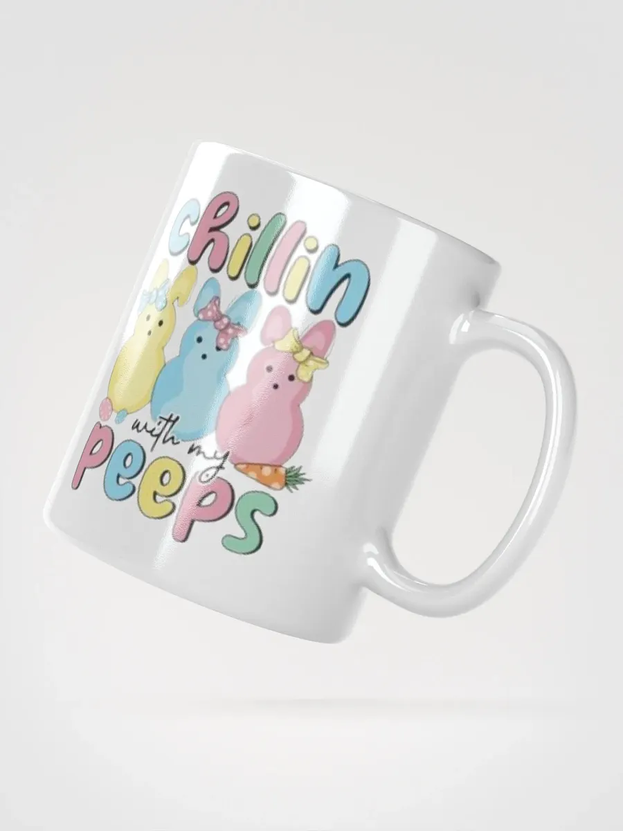 White Glossy Mug Cute Peeps product image (2)