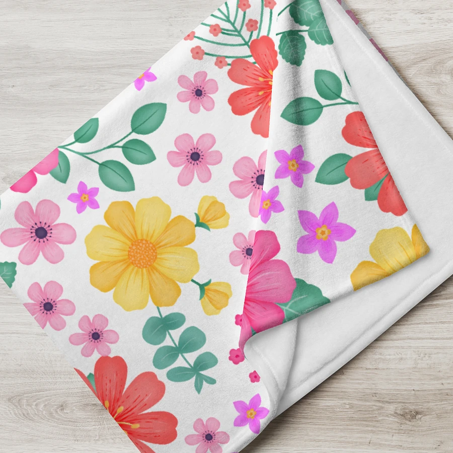 Vibrant Floral Blooms Pink Yellow Orange Blanket - White product image (6)