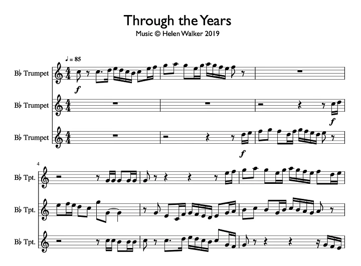 Through the Years (3 Bflat Trumpets - Score & Parts) product image (1)