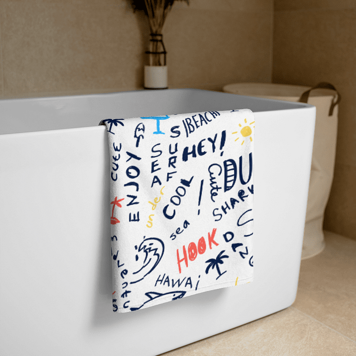Surf’s Up! Hand-Drawn Beach Towel – Cool Doodles & Coastal Vibes product image (2)