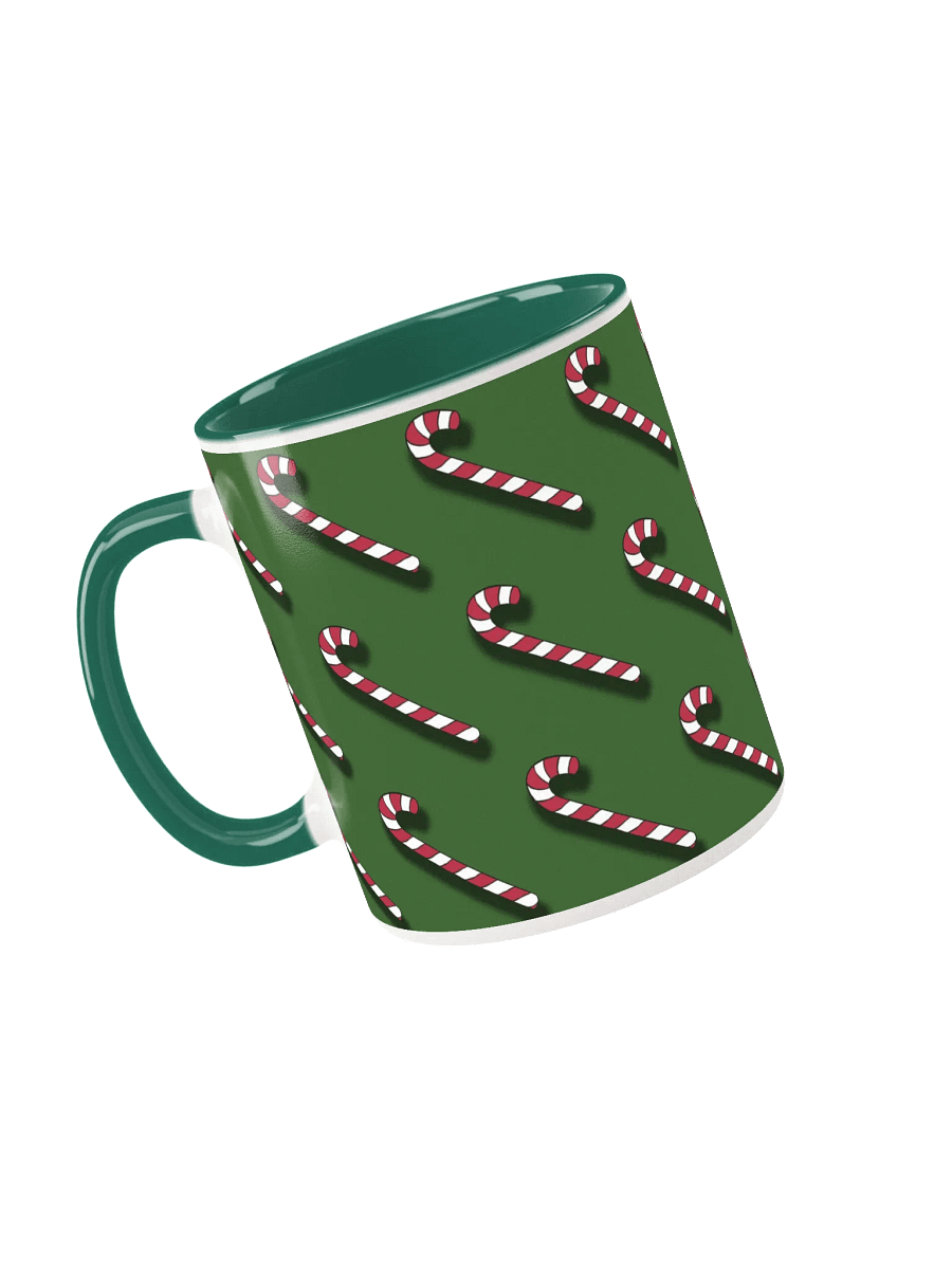 Red and White Candy Canes on Solid Green Ceramic Mug product image (13)