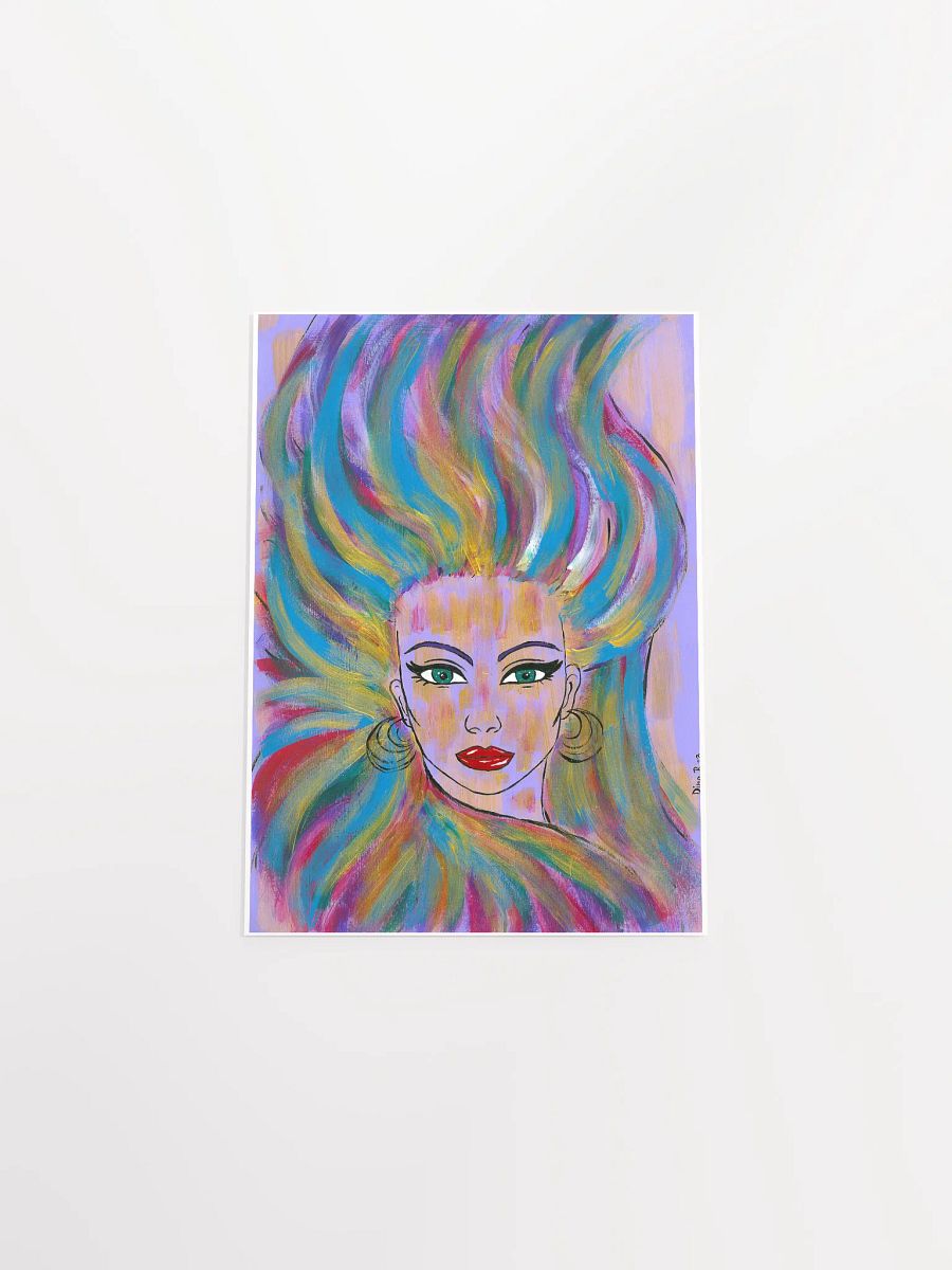 Girl with the colorful hair - (art by Dina R.) - acrylic painting picture - Enhanced Matte Paper Poster (in) product image (17)