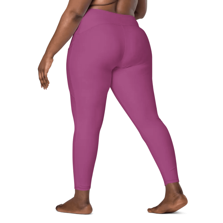 Plain Plum Purple True Summer Women's High Waisted Premium Crossover Leggings with Pockets by Treasure Pie product image (9)