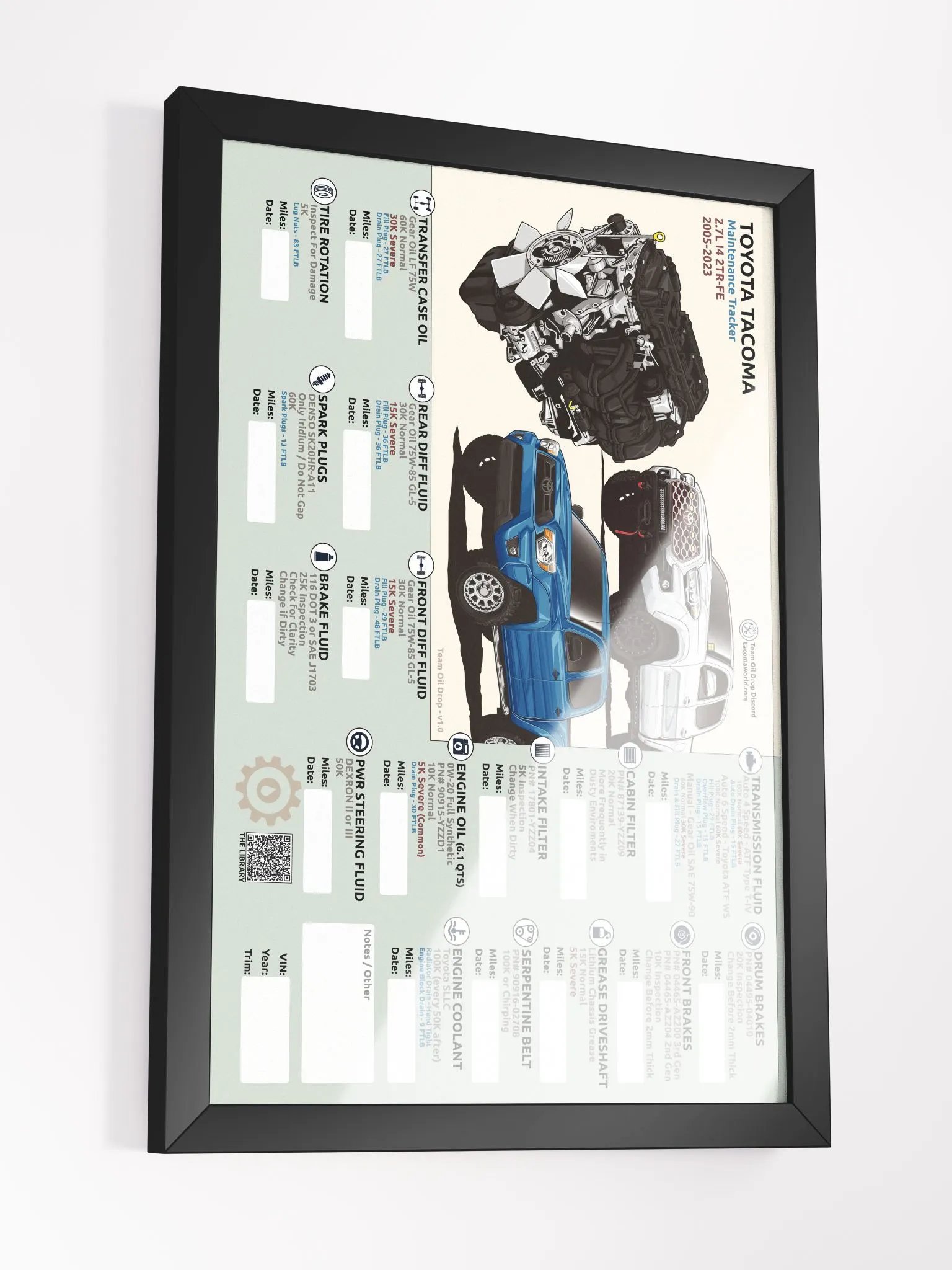 2TR-FE 2.7L I4 MAINTENANCE TRACKER V1.0 - FRAMED product image (4)