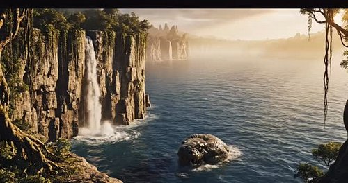 Relaxing close to this waterfall when suddenly a giant snake wakes from slumber