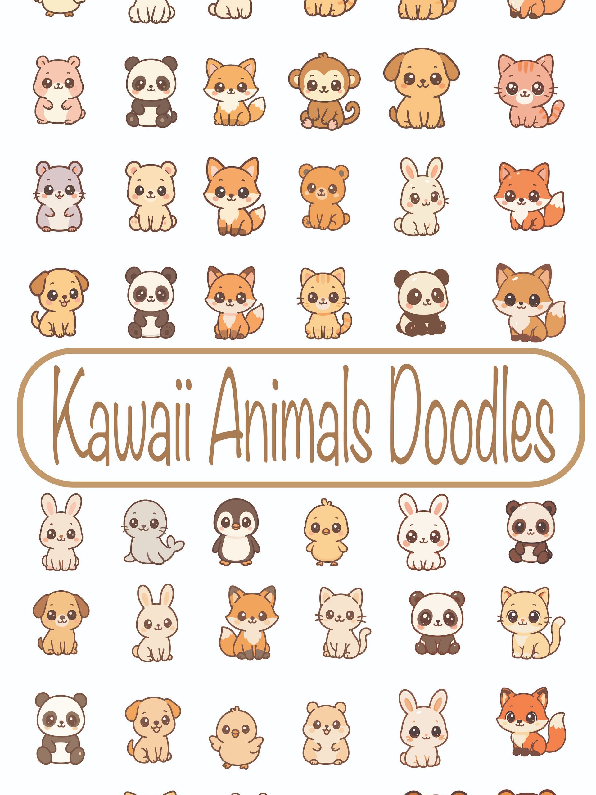 Kawaii Animal Doodles Instant Download product image (1)