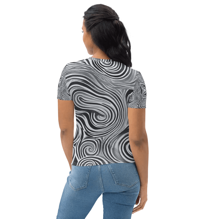 Funky Black and White Noir Tie-Dye Women's Crewneck T-shirt product image (2)