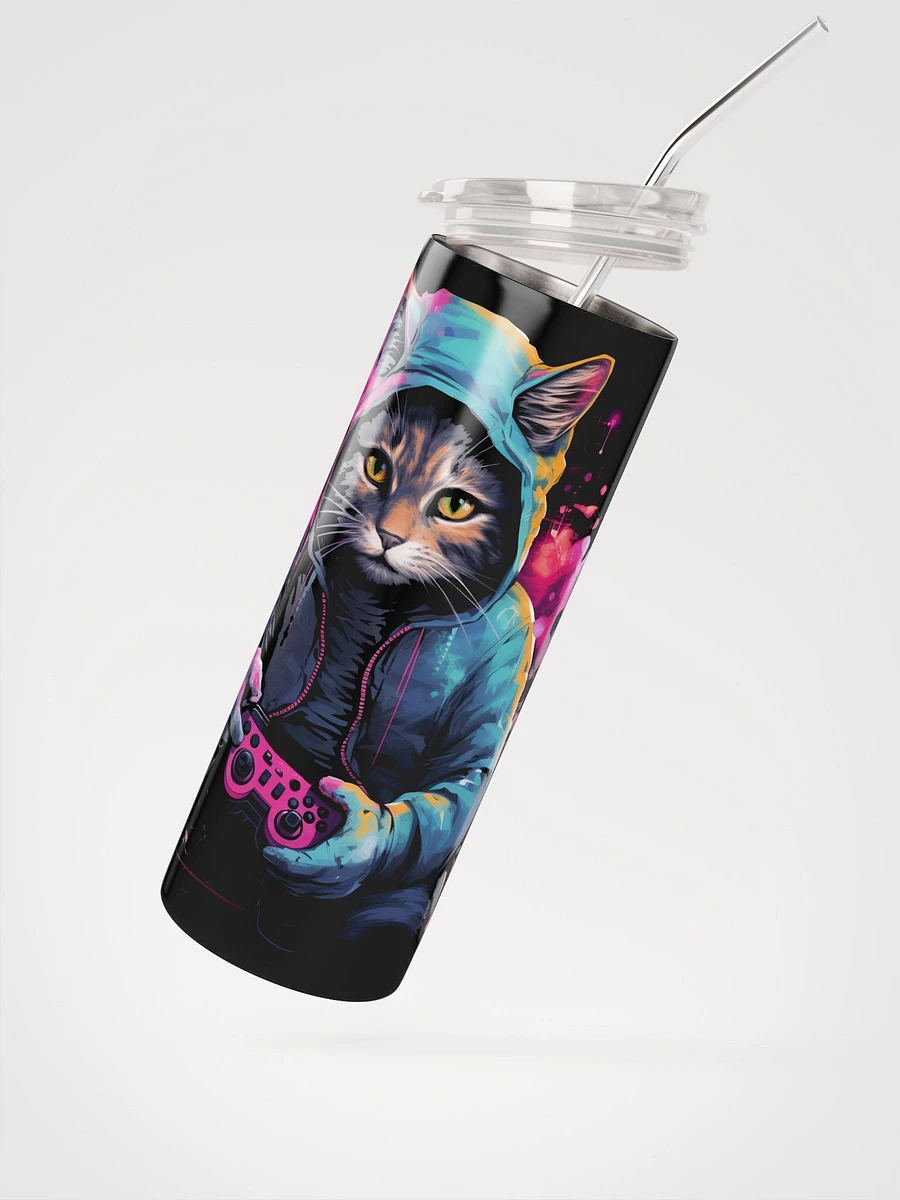 Whimsical Cat Gamer Stainless Steel Tumbler product image (2)