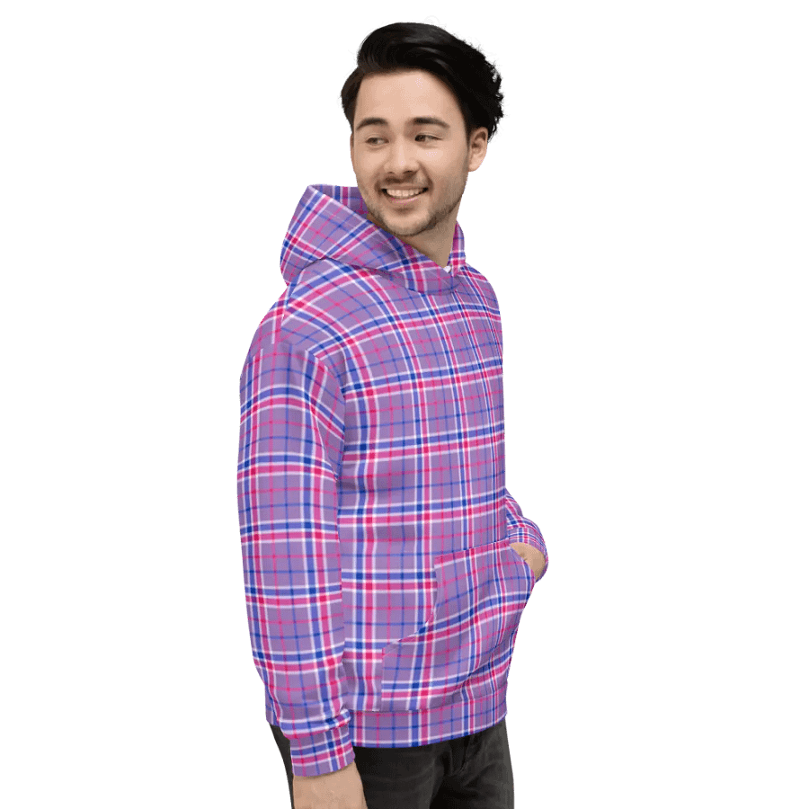 Lavender, Magenta, and Blue Plaid Hoodie product image (5)